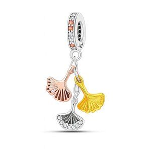 Ginkgo Leaves Triple Dangle Charm